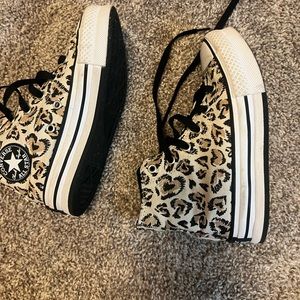 Cheetah heart double decker converse
